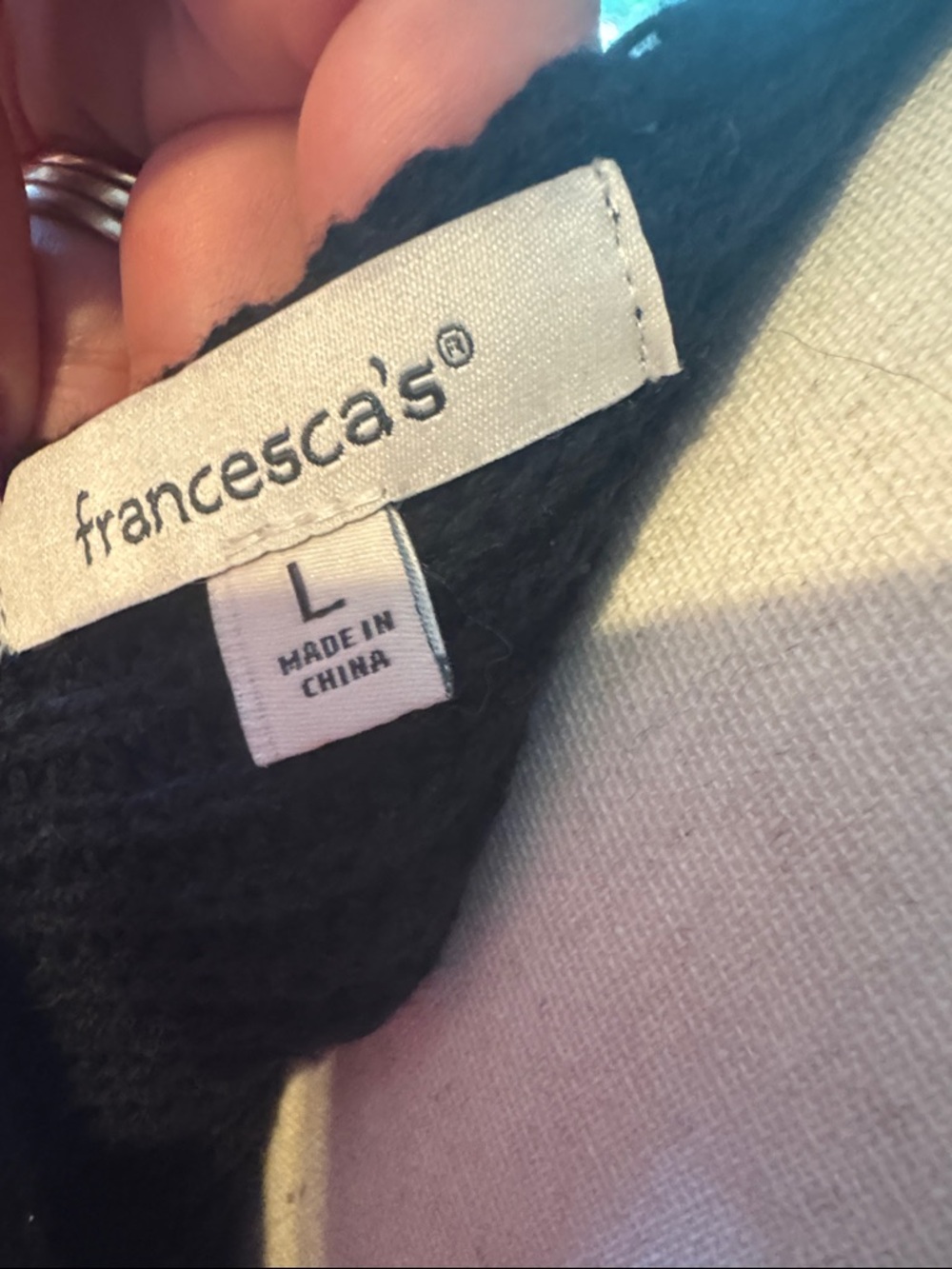 Francesca's Collections Black Pearl-Accent V-Neck Sweater - Picture 3 of 3
